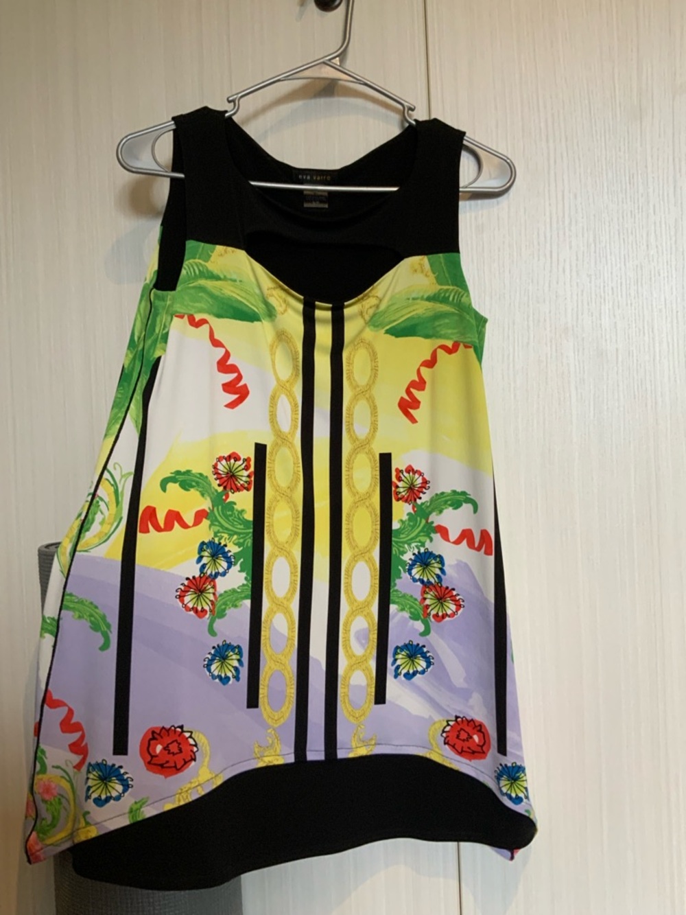 eva varro Yellow Multi Floral Chain-Print Sleeveless Tank